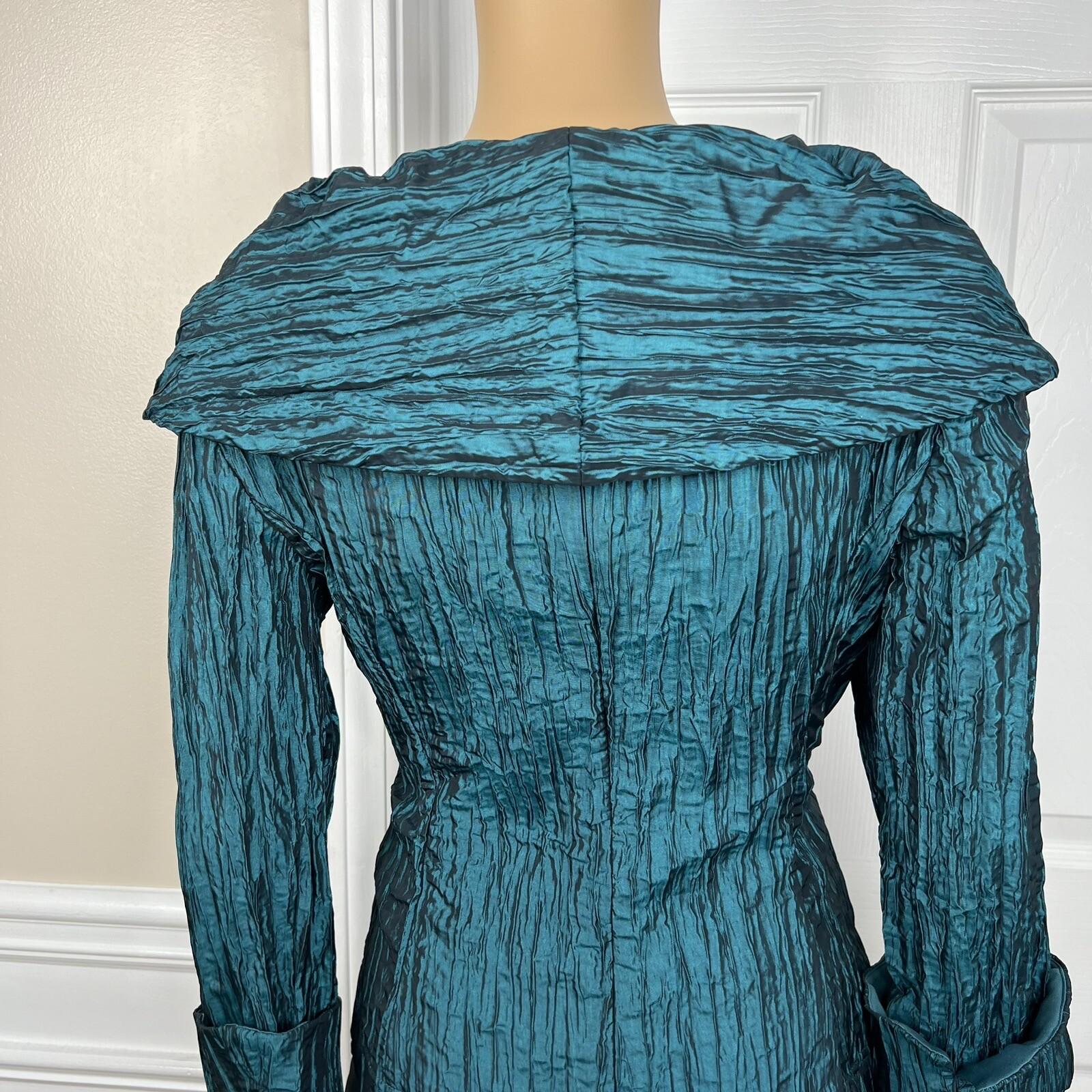 Cachet Vtg Green 2PC Polyester Stretch Pleated Back Zip Formal Skirt &Top Size 6