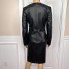 BCBGMAXAZRIA Black Faux Leather V Neckline Wrap Lined Dress Size XXS MSRP 8
