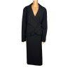 Larry Levine Polyester Rayon Spandex Skirt Suit Size 18 Black Ruffle Belted 2PC