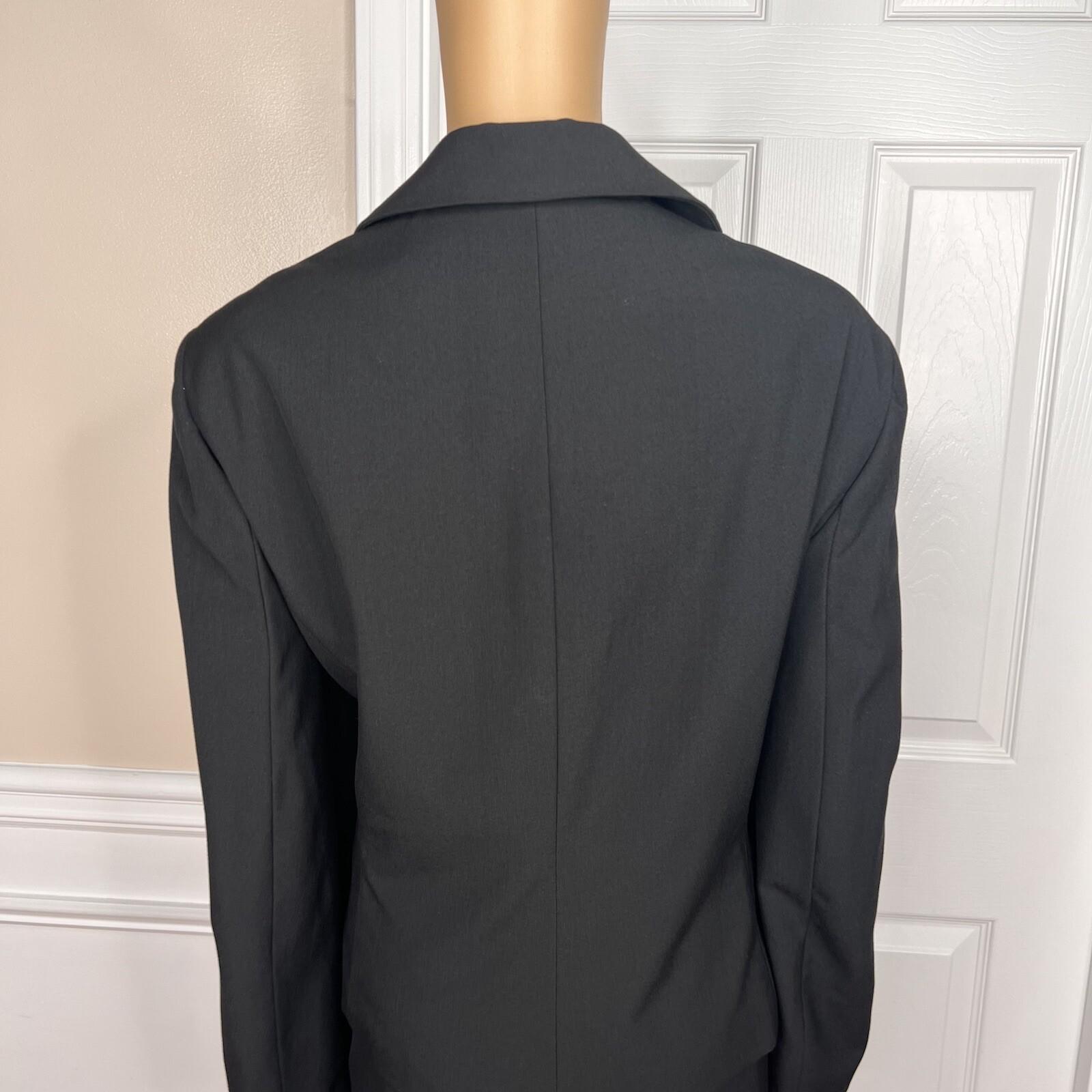Larry Levine Polyester Rayon Spandex Skirt Suit Size 18 Black Ruffle Belted 2PC