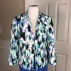Kasper Polyester Stretch Skirt Size 6 Suit Size 8 Blue Multi Stand Up Collar 2PC