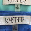 Kasper Polyester Stretch Skirt Size 6 Suit Size 8 Blue Multi Stand Up Collar 2PC