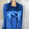 Natalli  Barri Polyester Skirt 8 Suit Top Size 10 Blue Removable Collar 3PC New