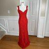 LULU'S Red Sleeveless Stretch Cotton Nylon Lace Maxi Cocktail Formal Dress SZ S