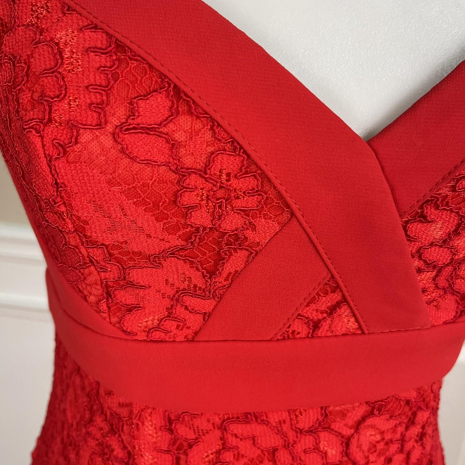 LULU'S Red Sleeveless Stretch Cotton Nylon Lace Maxi Cocktail Formal Dress SZ S