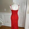LULU'S Red Sleeveless Stretch Cotton Nylon Lace Maxi Cocktail Formal Dress SZ S