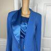 Natalli  Barri Polyester Skirt 8 Suit Top Size 10 Blue Removable Collar 3PC New