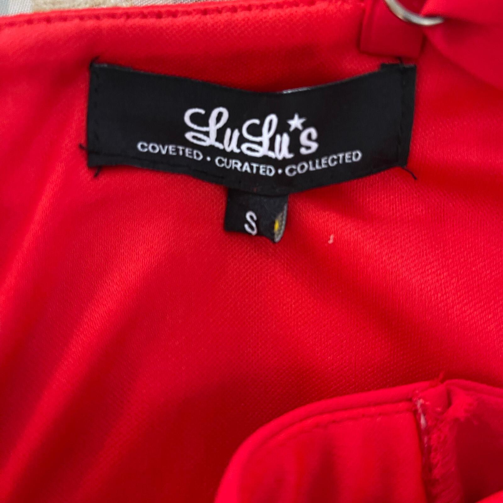 LULU'S Red Sleeveless Stretch Cotton Nylon Lace Maxi Cocktail Formal Dress SZ S