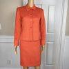 KASPER ASL Women 2PC Orange Polyester Lined Shawl Collar Skirt Suit Size 2P