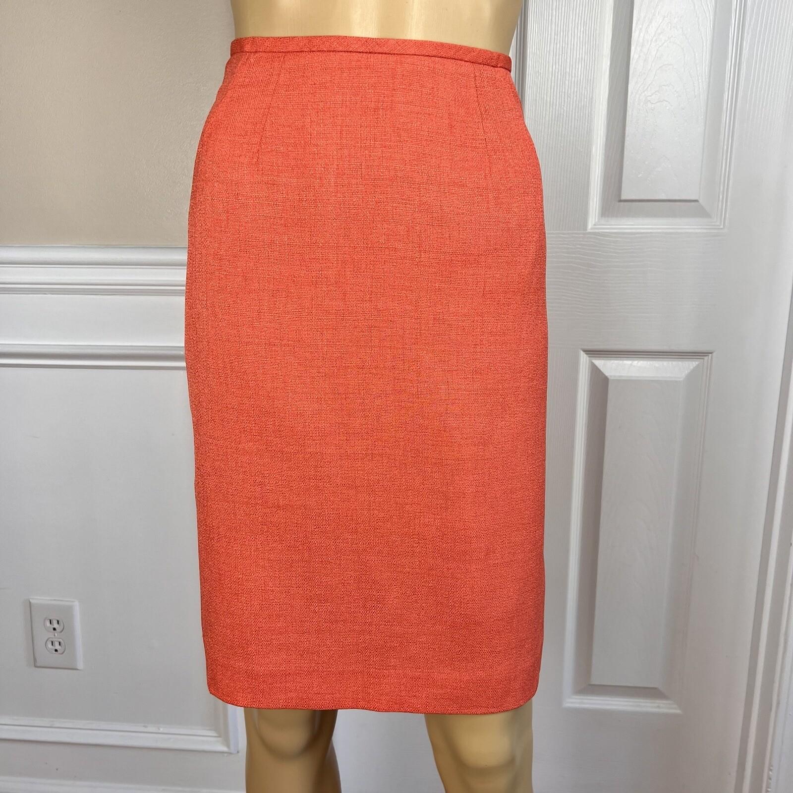 KASPER ASL Women 2PC Orange Polyester Lined Shawl Collar Skirt Suit Size 2P