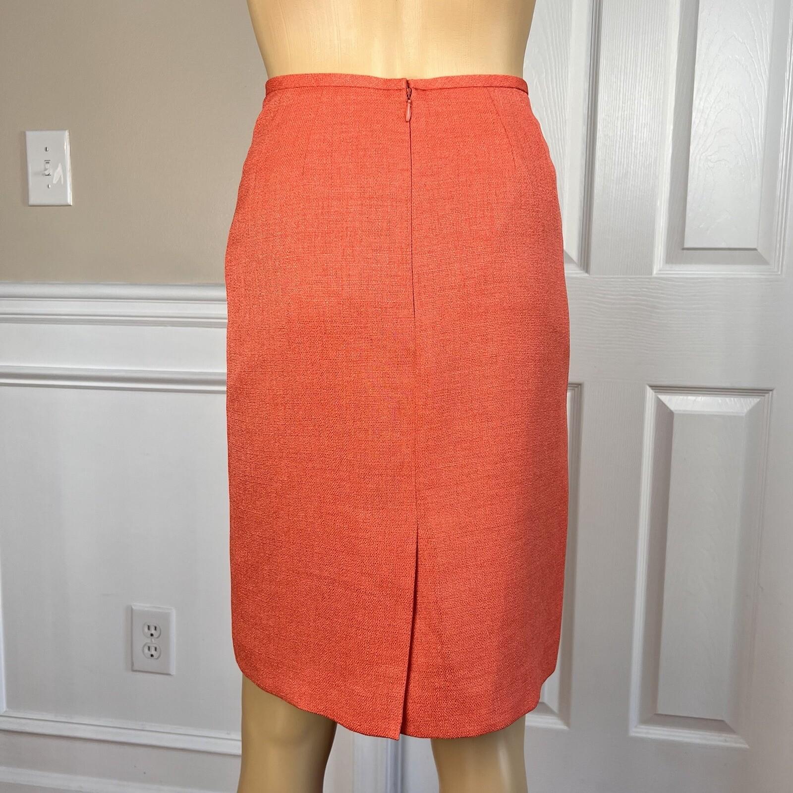 KASPER ASL Women 2PC Orange Polyester Lined Shawl Collar Skirt Suit Size 2P