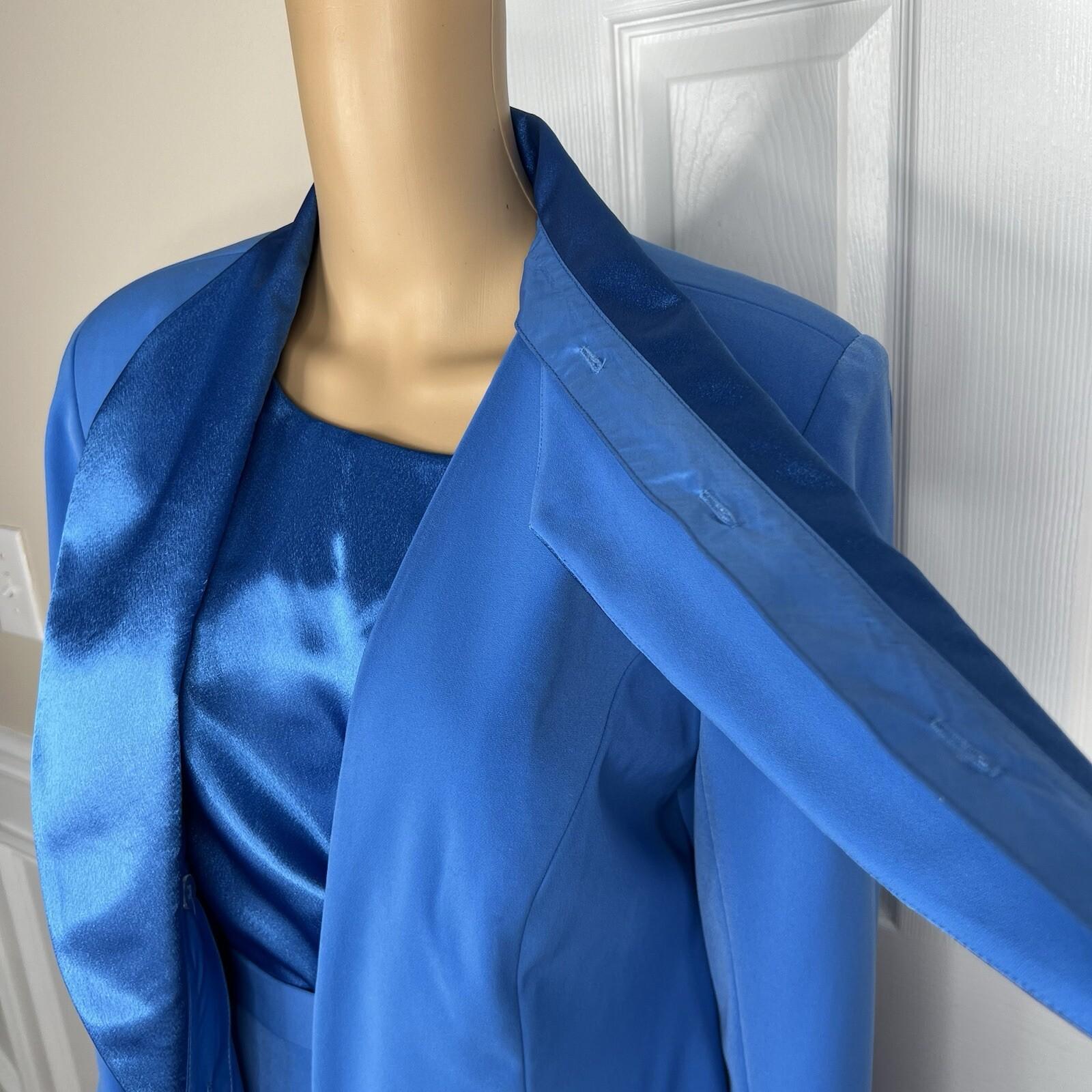 Natalli  Barri Polyester Skirt 8 Suit Top Size 10 Blue Removable Collar 3PC New