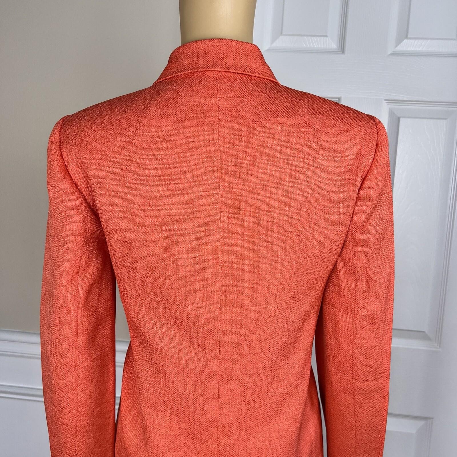 KASPER ASL Women 2PC Orange Polyester Lined Shawl Collar Skirt Suit Size 2P