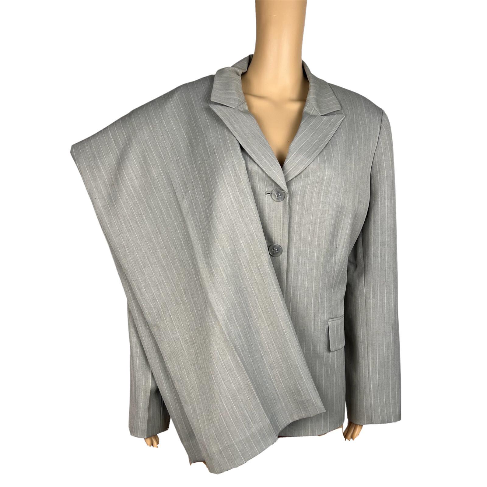Collections For Le Suit Polyester Rayon Pant Suit Size 18 Gray Striped 2PC