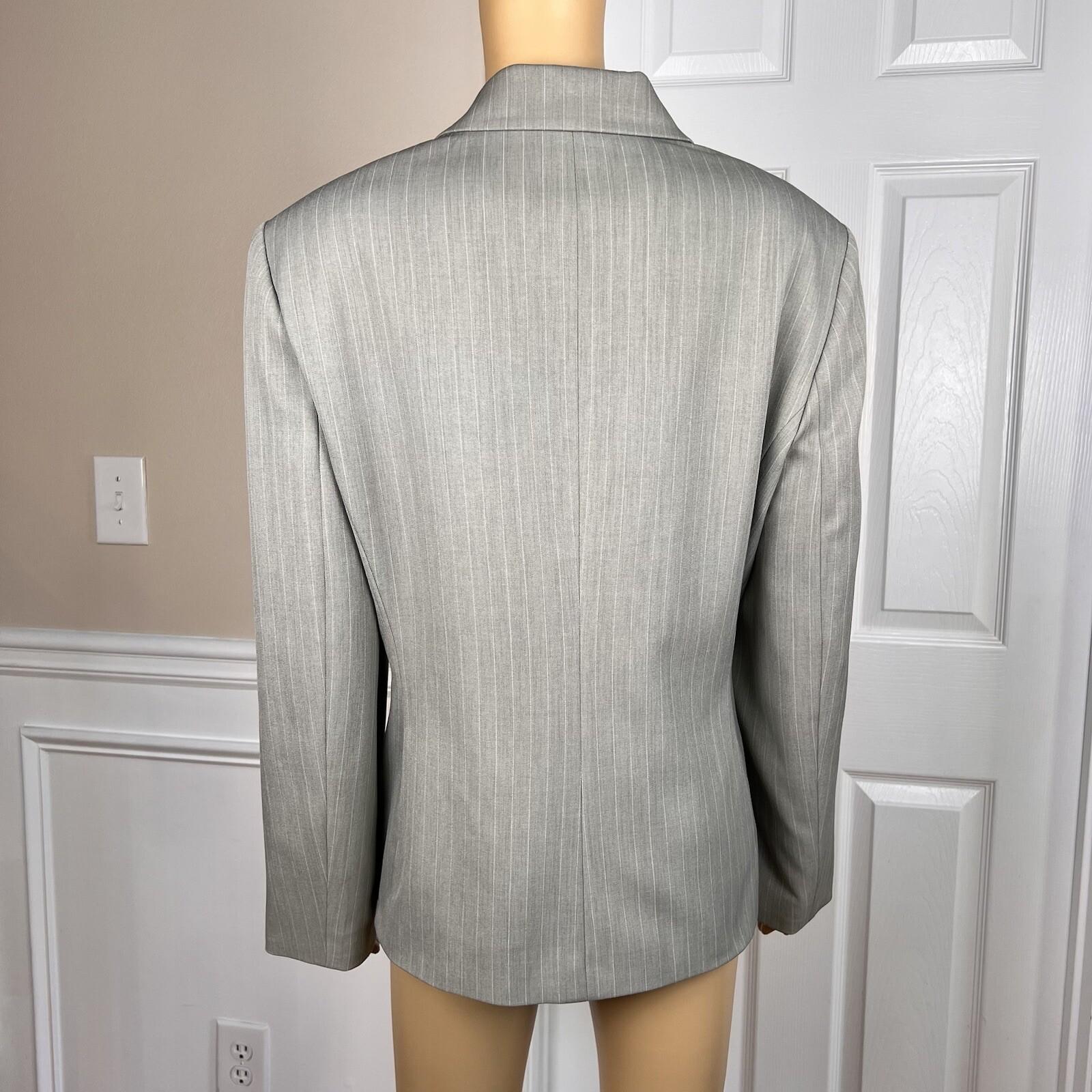 Collections For Le Suit Polyester Rayon Pant Suit Size 18 Gray Striped 2PC