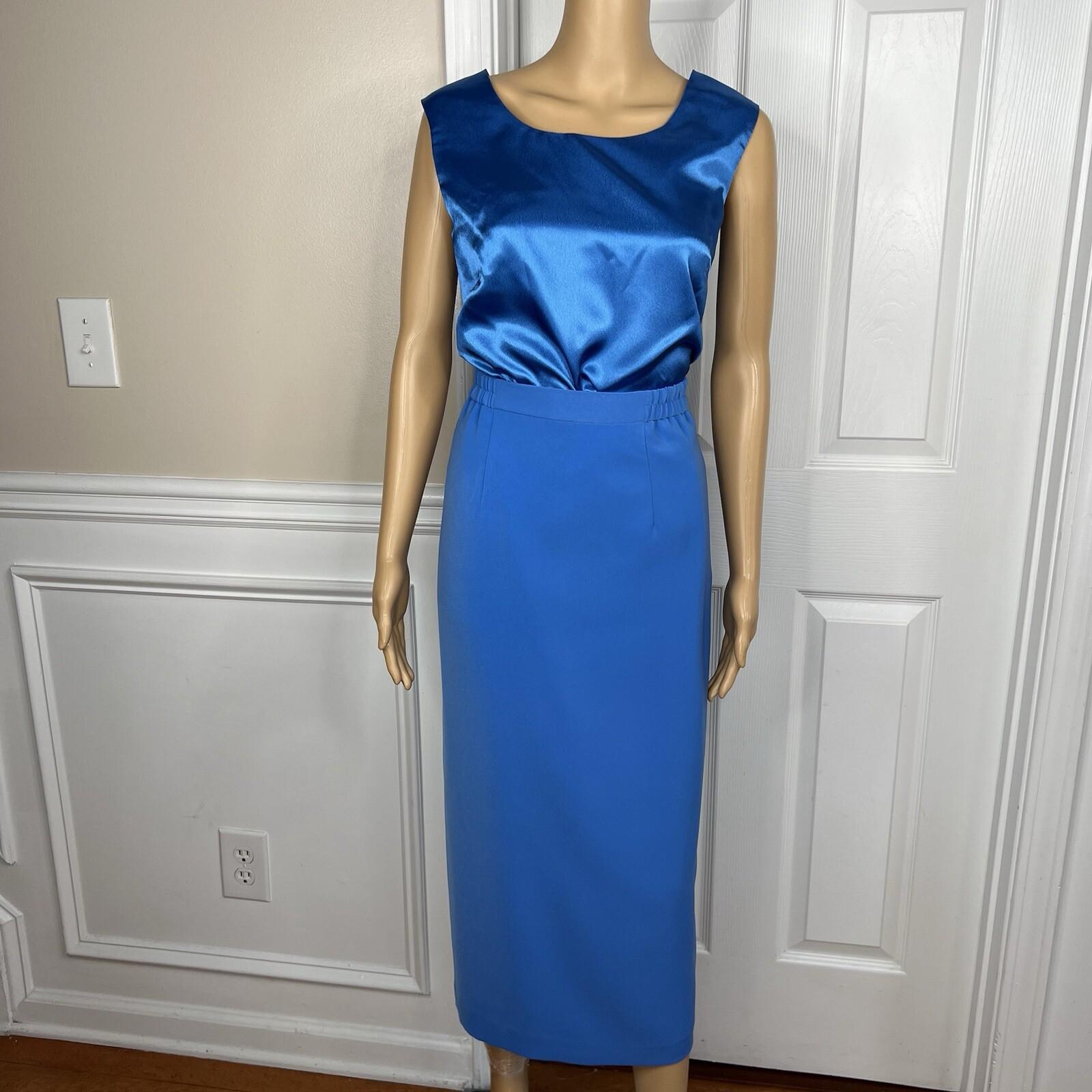 Natalli  Barri Polyester Skirt 8 Suit Top Size 10 Blue Removable Collar 3PC New