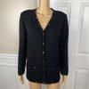 St John Collection By Marie Gray Blazer L Black Knit Zip Up Pockets Gold Button