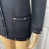 St John Collection By Marie Gray Blazer L Black Knit Zip Up Pockets Gold Button