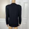 St John Collection By Marie Gray Blazer L Black Knit Zip Up Pockets Gold Button