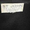 St John Collection By Marie Gray Blazer L Black Knit Zip Up Pockets Gold Button