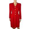 Toula Vintage Knit Stretch Dress Size 10 Red Long Sleeves V Neck Back Zip