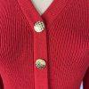 Toula Vintage Knit Stretch Dress Size 10 Red Long Sleeves V Neck Back Zip