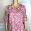 Lilly Pulitzer Women Cotton Dress Size 6 Pink Floral Ruffle Sleeves Lined Dress