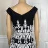 Adrianna Papell Mesh Dress 10 Black Embroidered Sleeveless Asymmetric Fit Flare