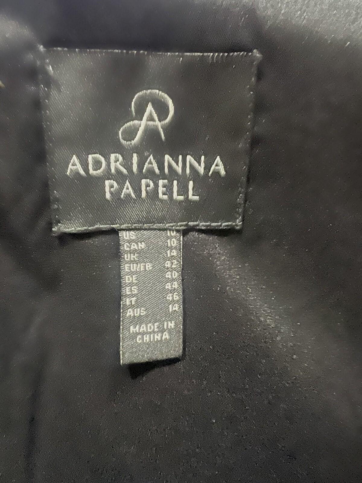 Adrianna Papell Mesh Dress 10 Black Embroidered Sleeveless Asymmetric Fit Flare