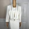 KASPER Polyester Stretch Dress 10P Suit 12P Off White Studded Open Front 2PC