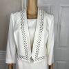 KASPER Polyester Stretch Dress 10P Suit 12P Off White Studded Open Front 2PC