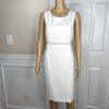 KASPER Polyester Stretch Dress 10P Suit 12P Off White Studded Open Front 2PC