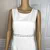 KASPER Polyester Stretch Dress 10P Suit 12P Off White Studded Open Front 2PC