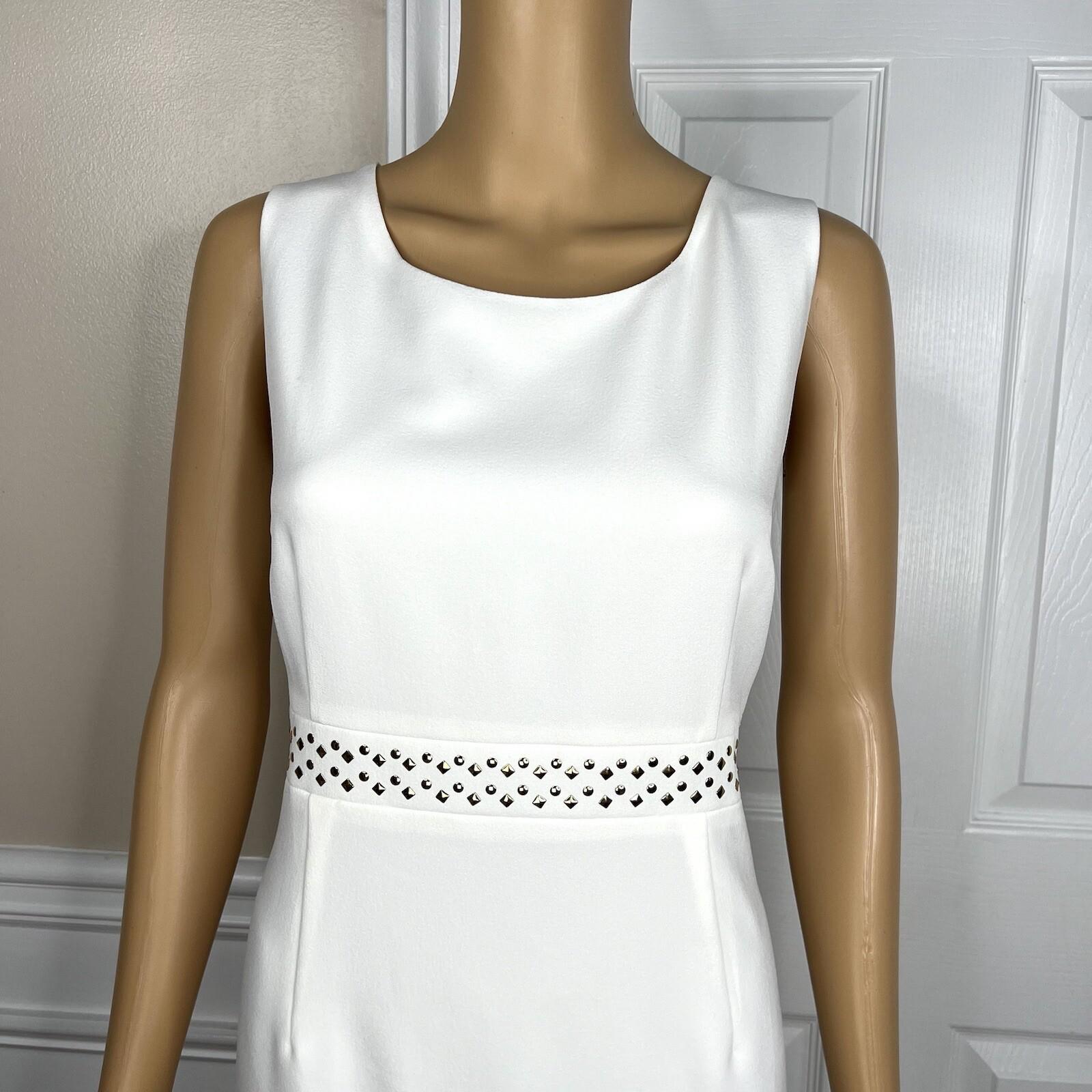 KASPER Polyester Stretch Dress 10P Suit 12P Off White Studded Open Front 2PC
