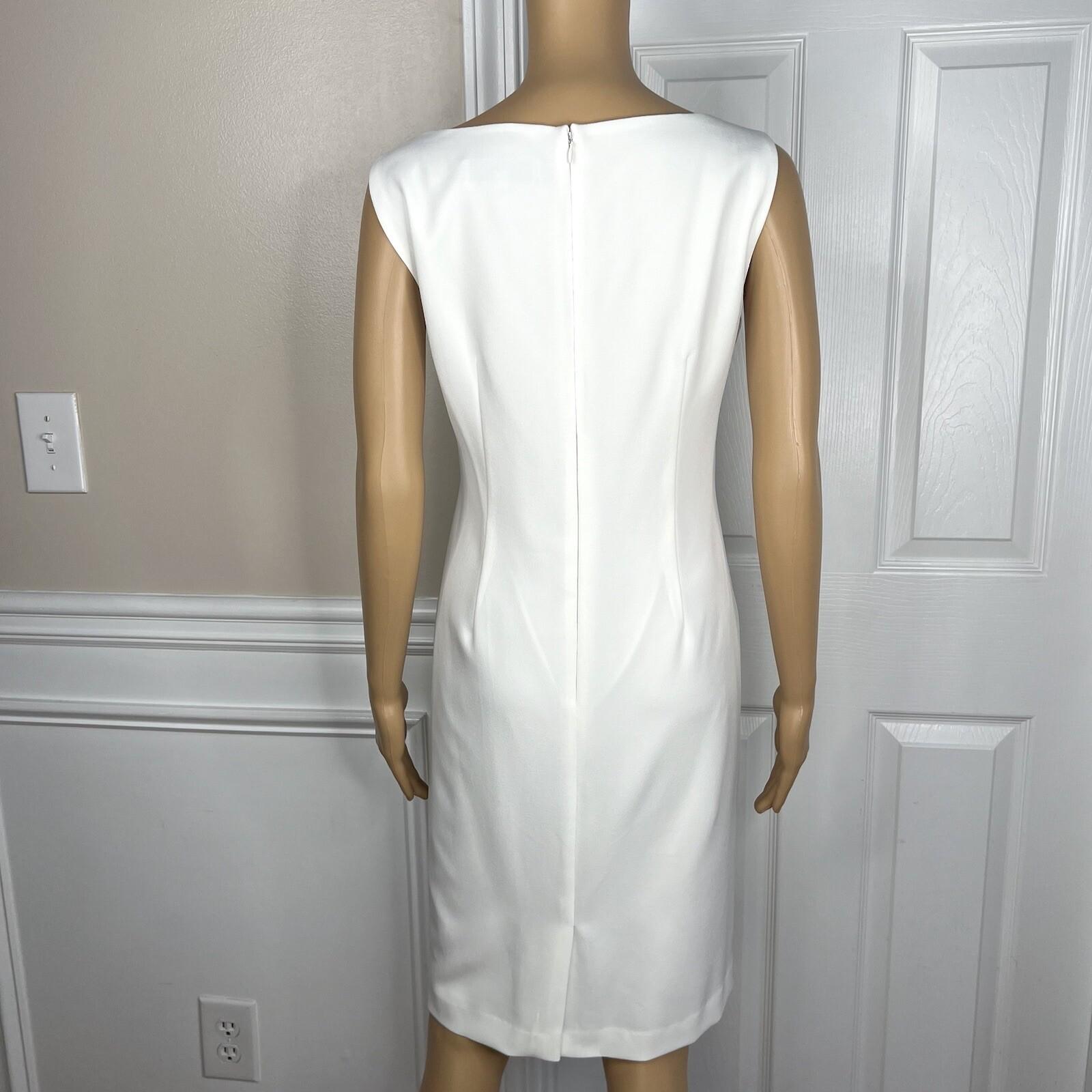 KASPER Polyester Stretch Dress 10P Suit 12P Off White Studded Open Front 2PC