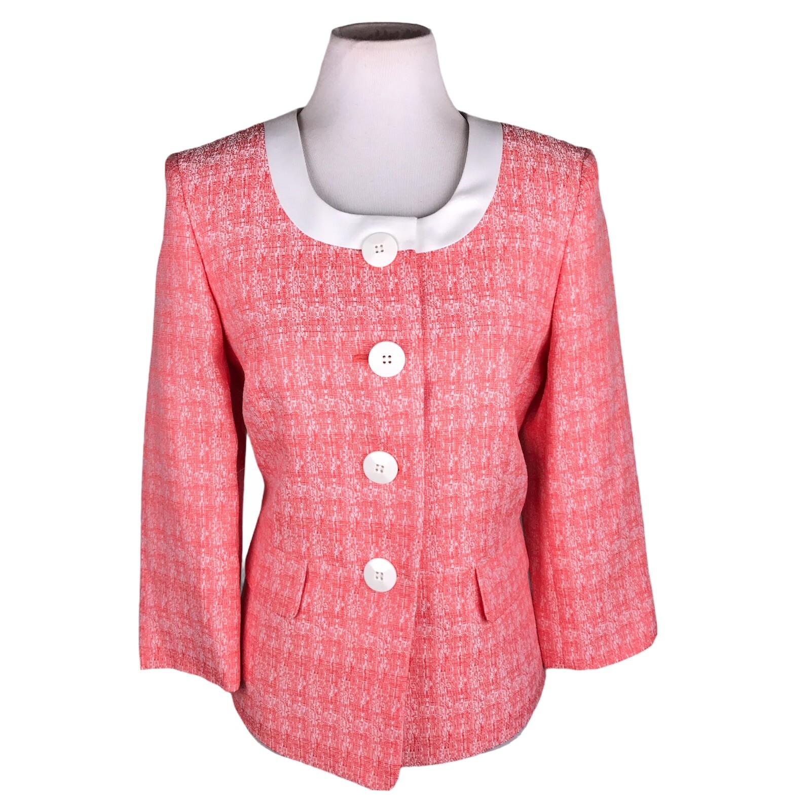 New LE SUIT 1PC Papaya White Single Breasted Polyester Lined Blazer Size 10