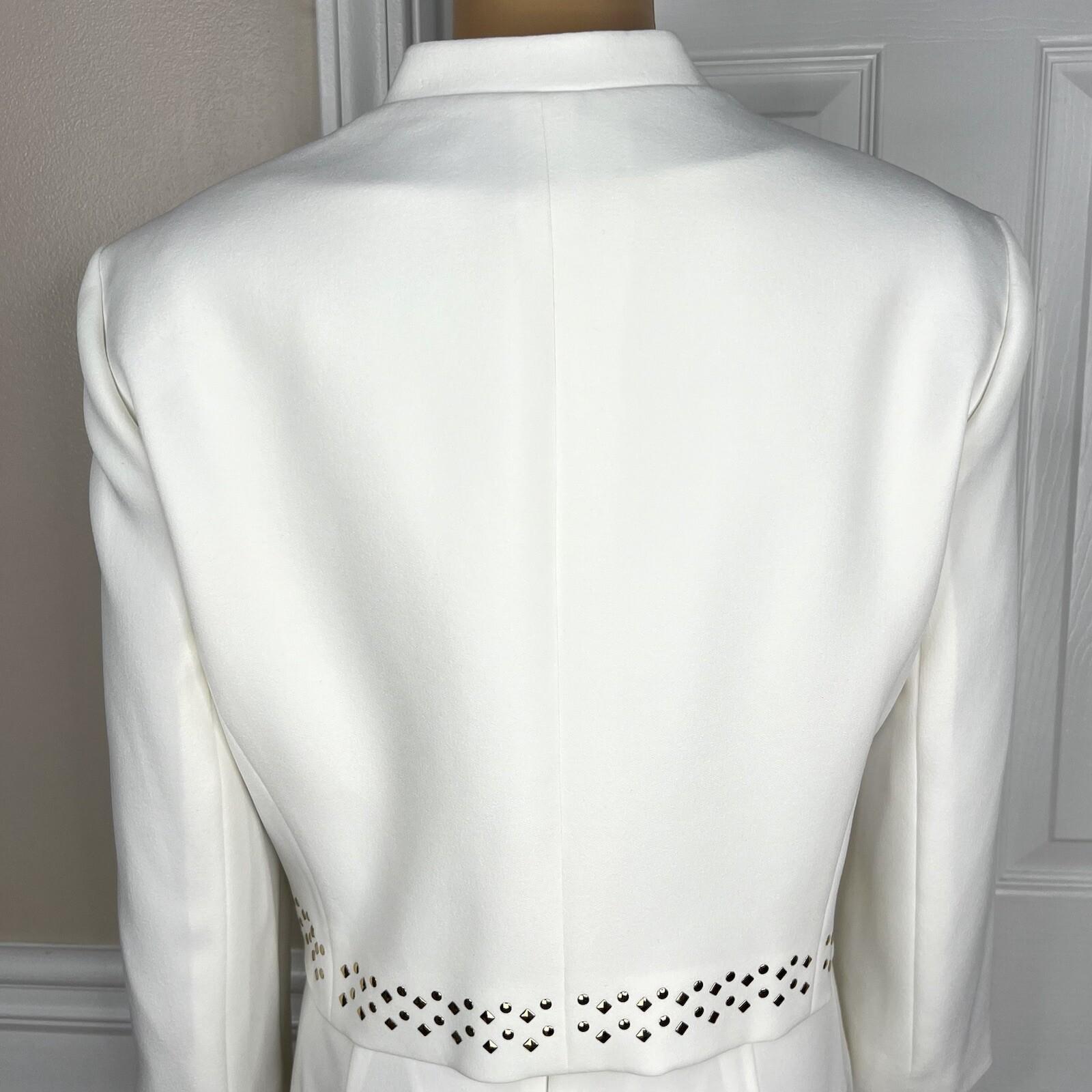 KASPER Polyester Stretch Dress 10P Suit 12P Off White Studded Open Front 2PC