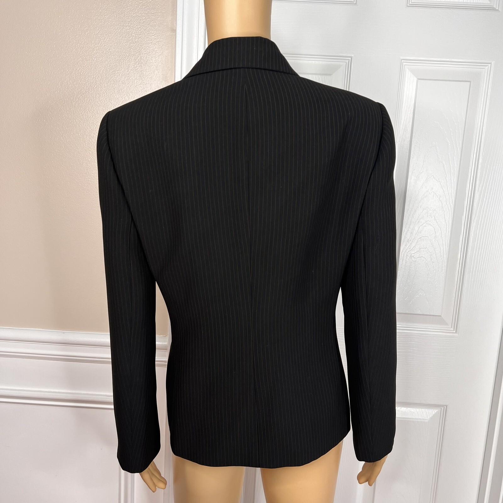 KASPER 2PC Black Striped Polyester Lined Peak Collar Career Pant Size 12P