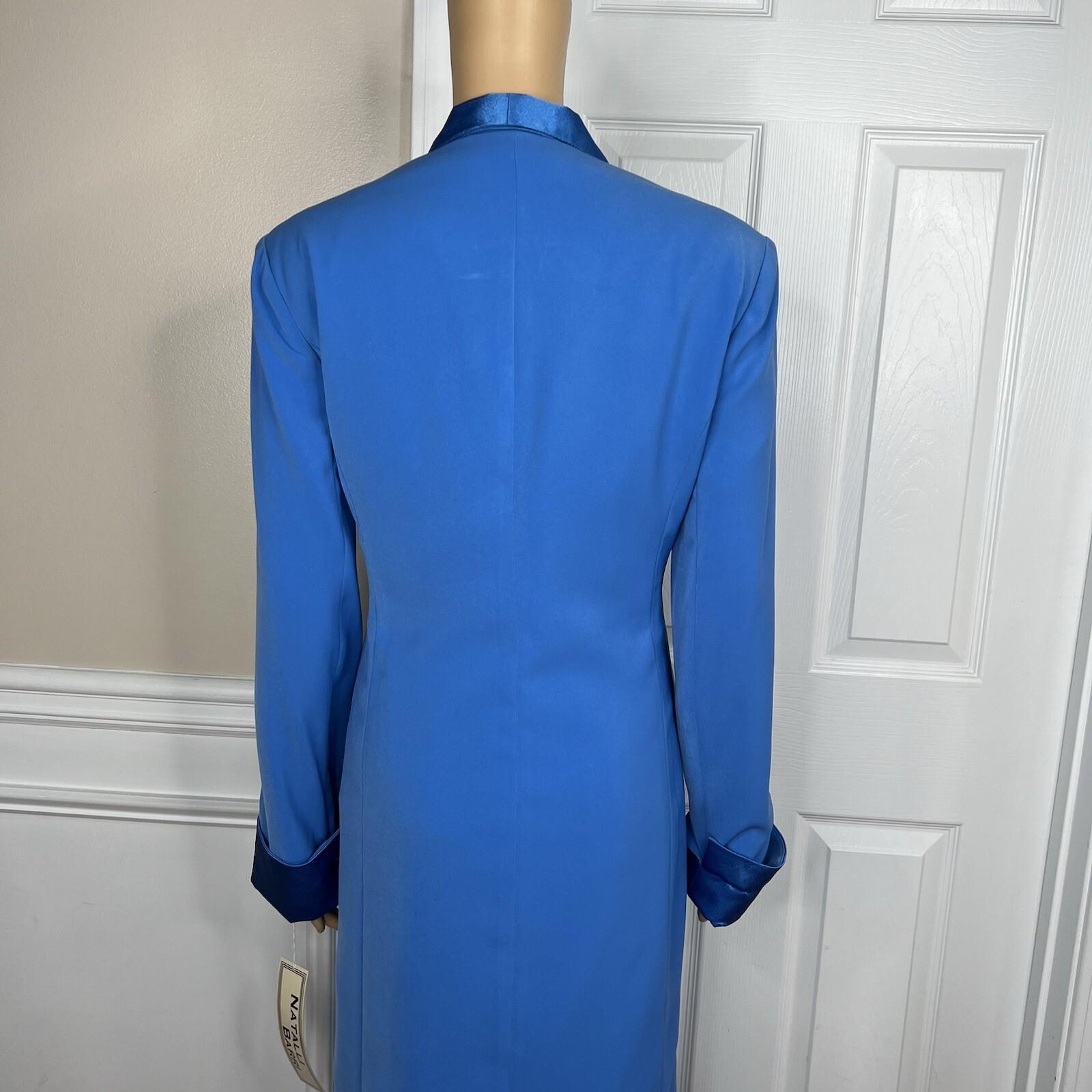 Natalli  Barri Polyester Skirt 8 Suit Top Size 10 Blue Removable Collar 3PC New