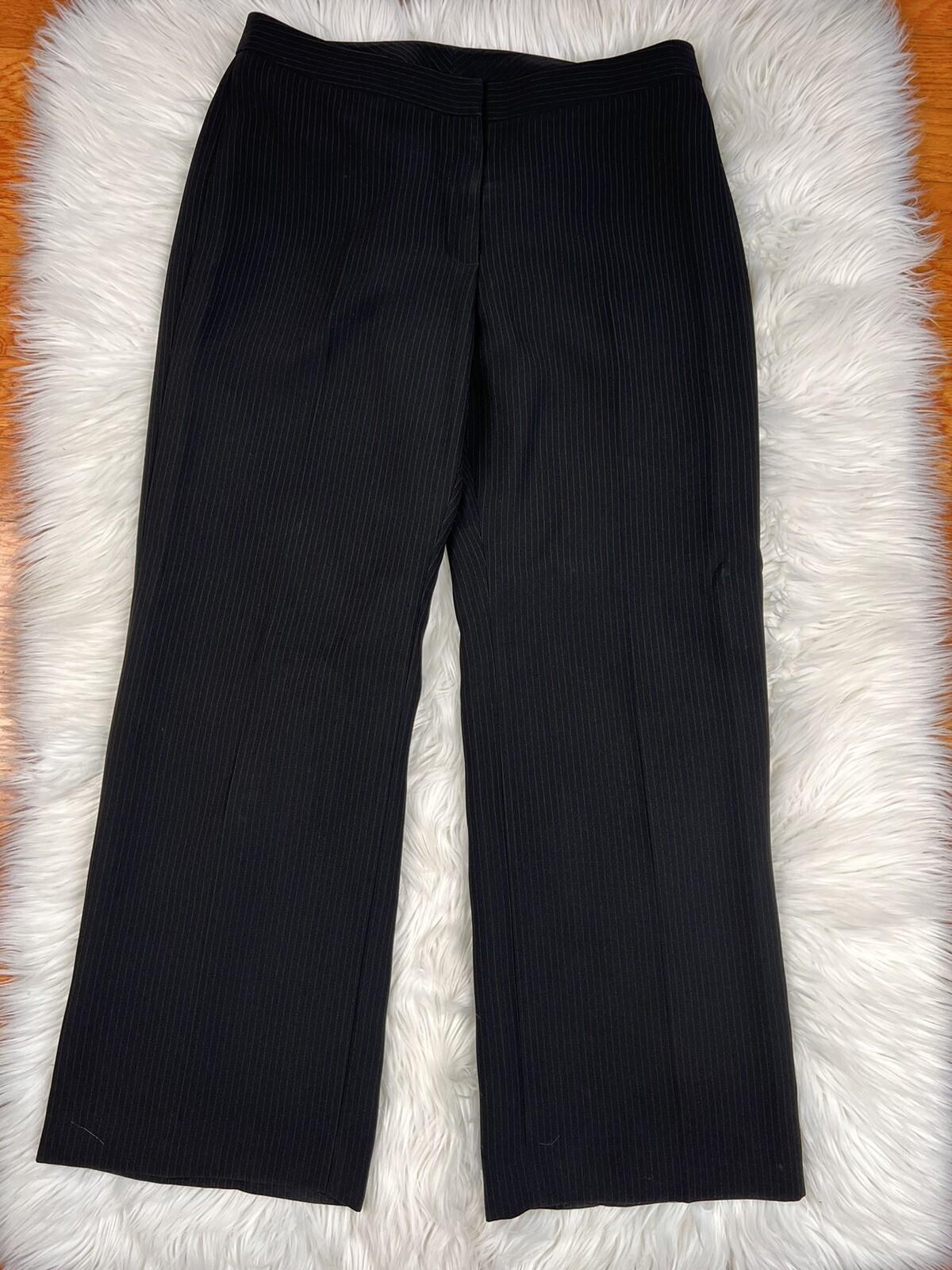 KASPER 2PC Black Striped Polyester Lined Peak Collar Career Pant Size 12P