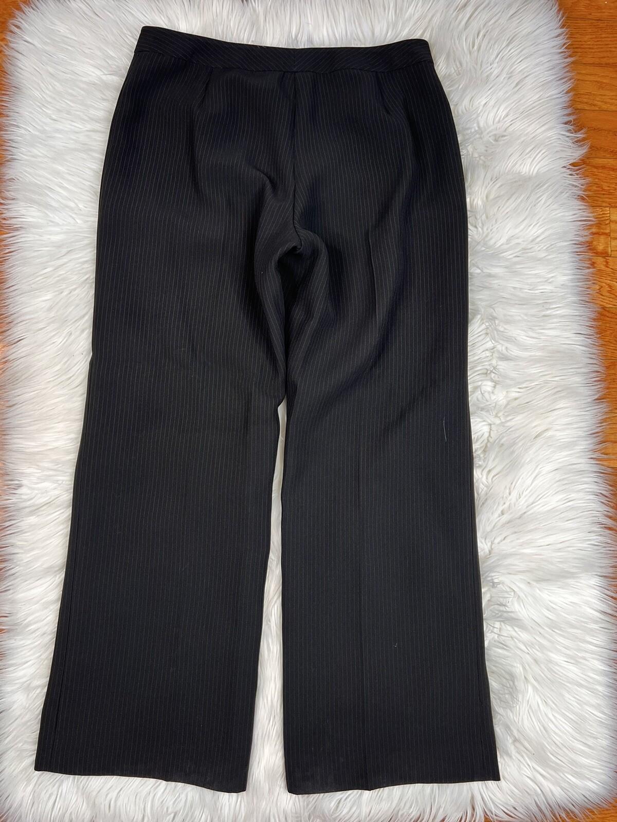 KASPER 2PC Black Striped Polyester Lined Peak Collar Career Pant Size 12P