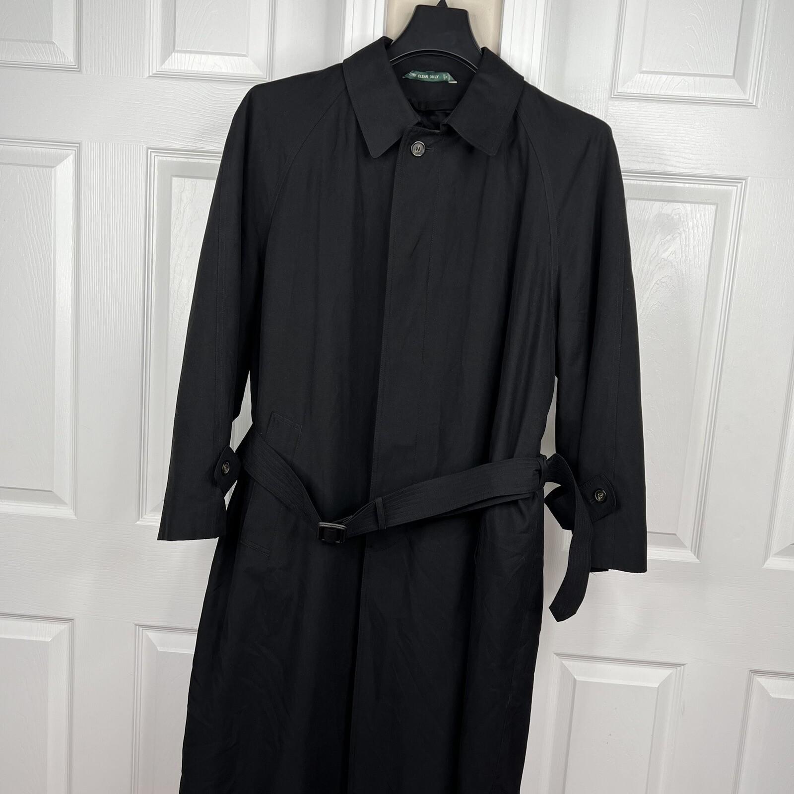 Lauren Ralph Lauren Black Microfiber Belted Removeable Liner Trench Coat SZ 40S