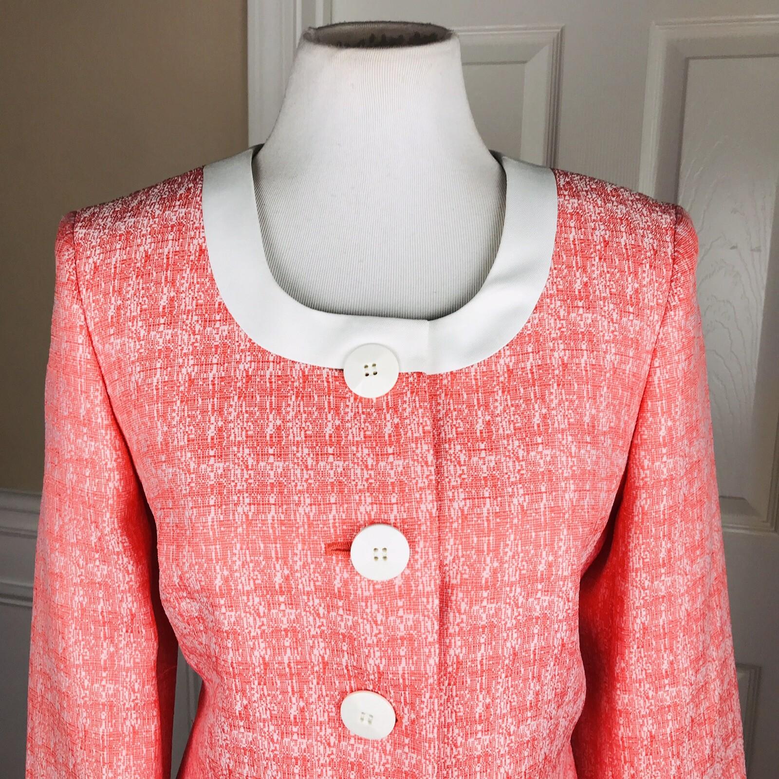 New LE SUIT 1PC Papaya White Single Breasted Polyester Lined Blazer Size 10