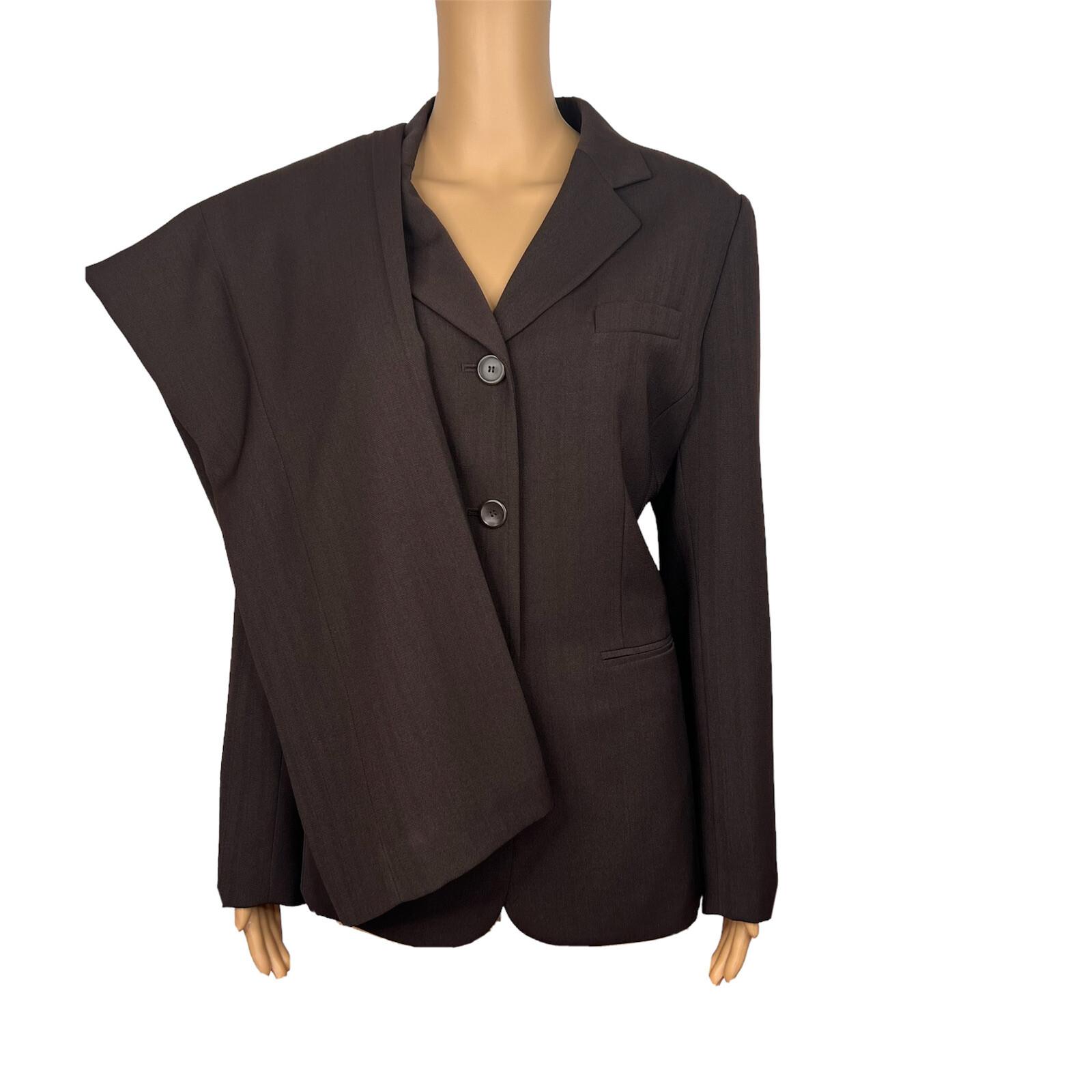 Collections For Le Suit Polyester Pant Suit Size 12 Brown Faux pockets 2PC Lined