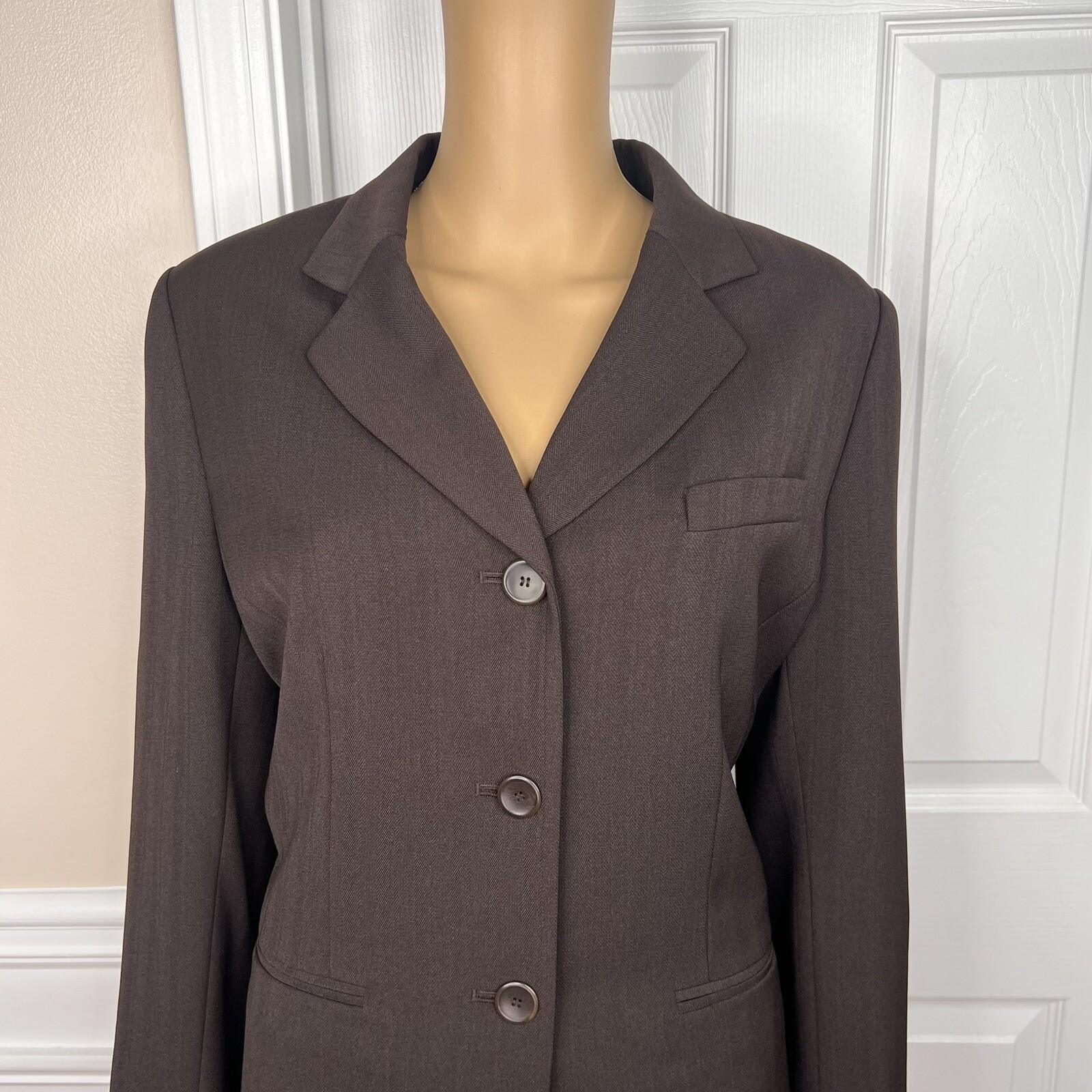 Collections For Le Suit Polyester Pant Suit Size 12 Brown Faux pockets 2PC Lined