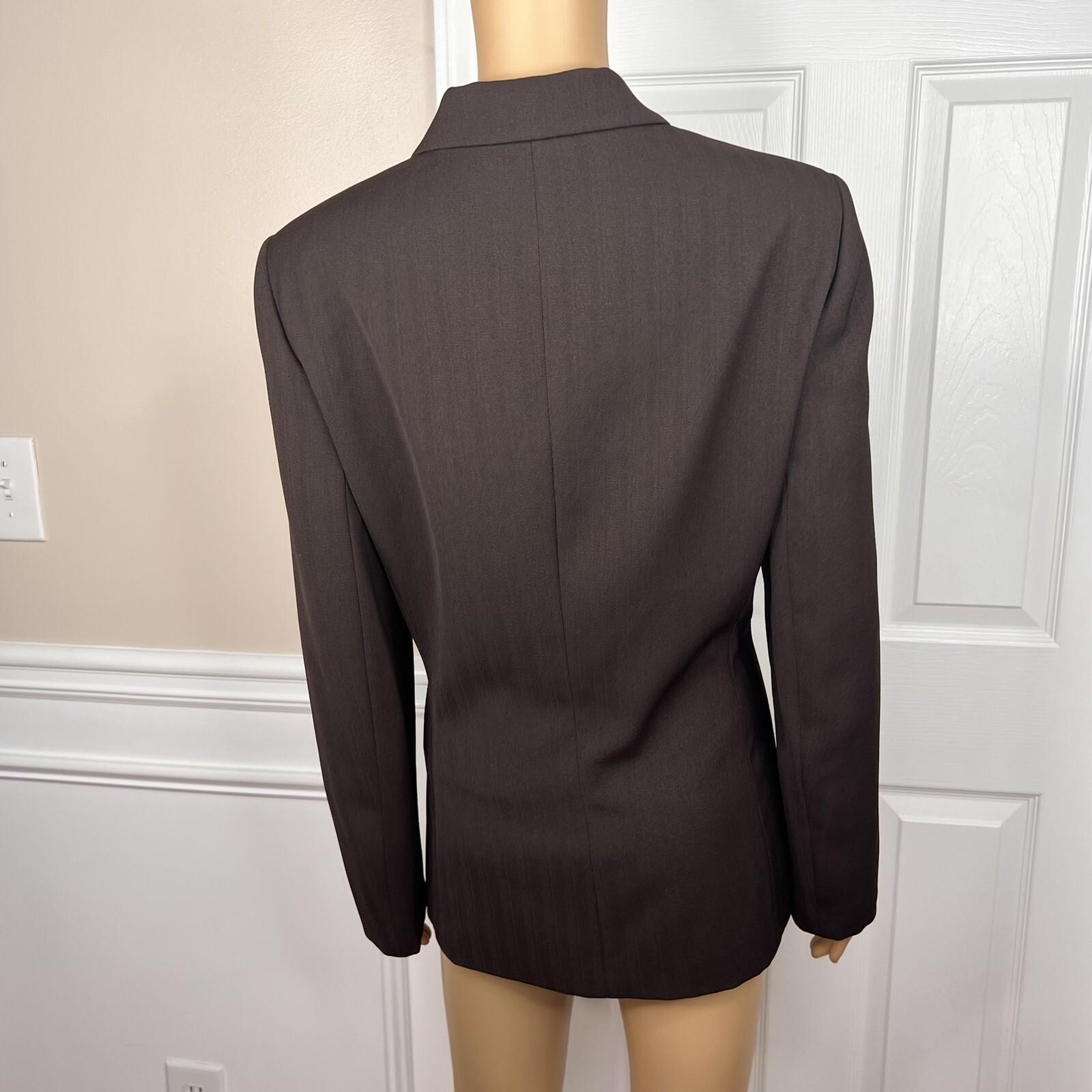 Collections For Le Suit Polyester Pant Suit Size 12 Brown Faux pockets 2PC Lined
