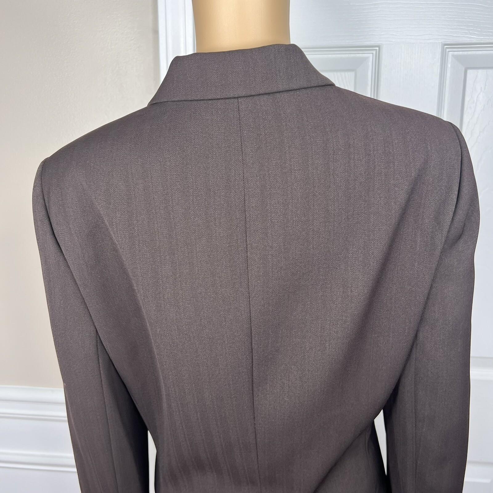 Collections For Le Suit Polyester Pant Suit Size 12 Brown Faux pockets 2PC Lined