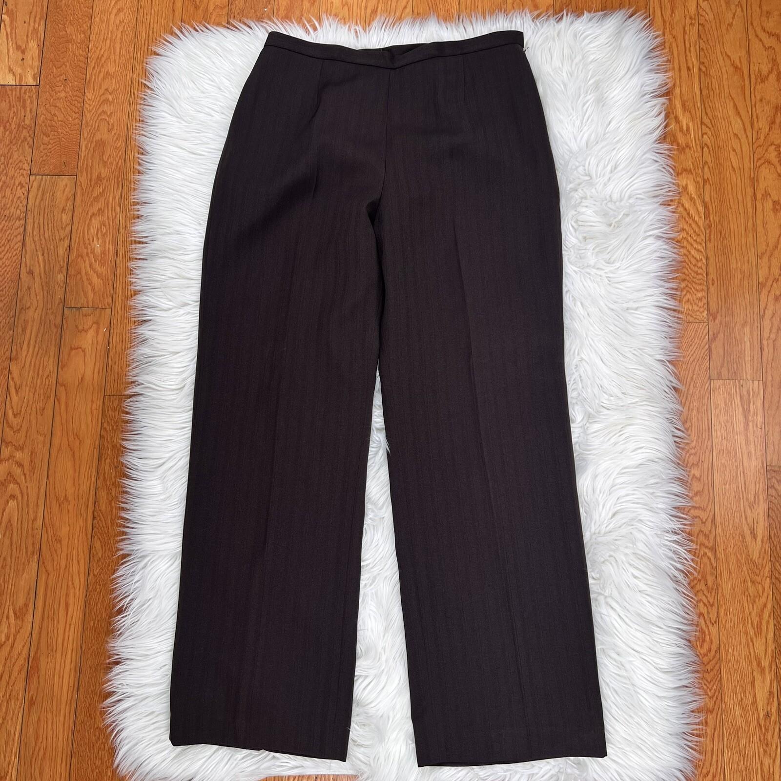 Collections For Le Suit Polyester Pant Suit Size 12 Brown Faux pockets 2PC Lined