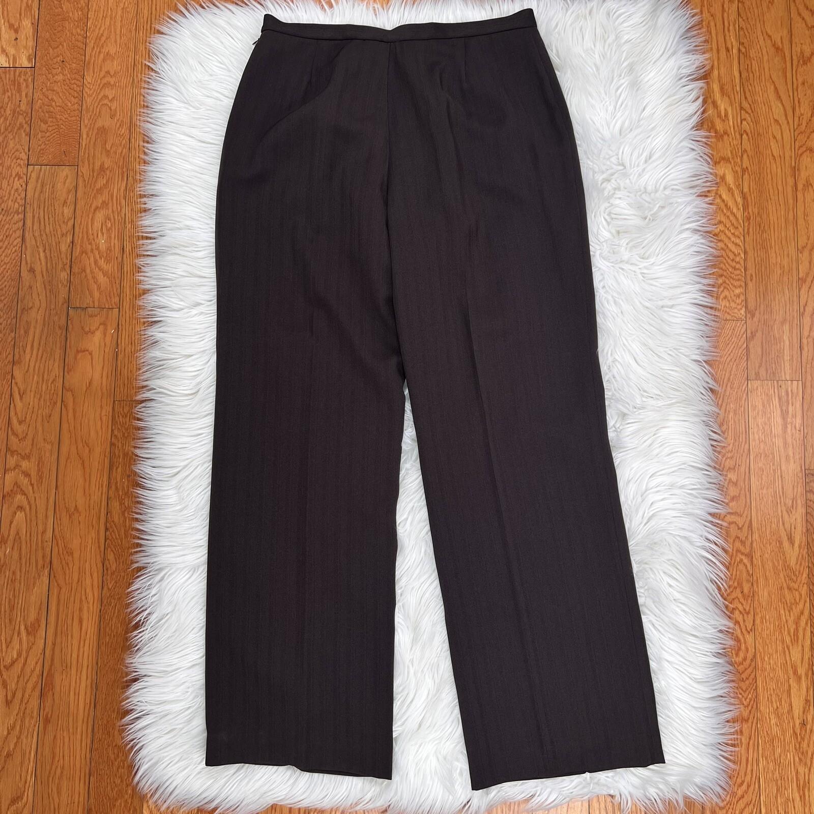 Collections For Le Suit Polyester Pant Suit Size 12 Brown Faux pockets 2PC Lined