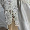 Oleg Cassini Off White Beaded Bodice Long Sleeves Trumpet Wedding Dress Size 8